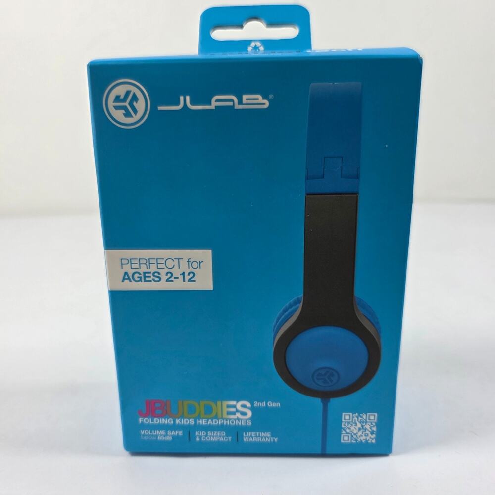 JLab JBuddies Gen 2 Folding Kids Wired Headphones, Blue / Gray J Lab J Buddies
